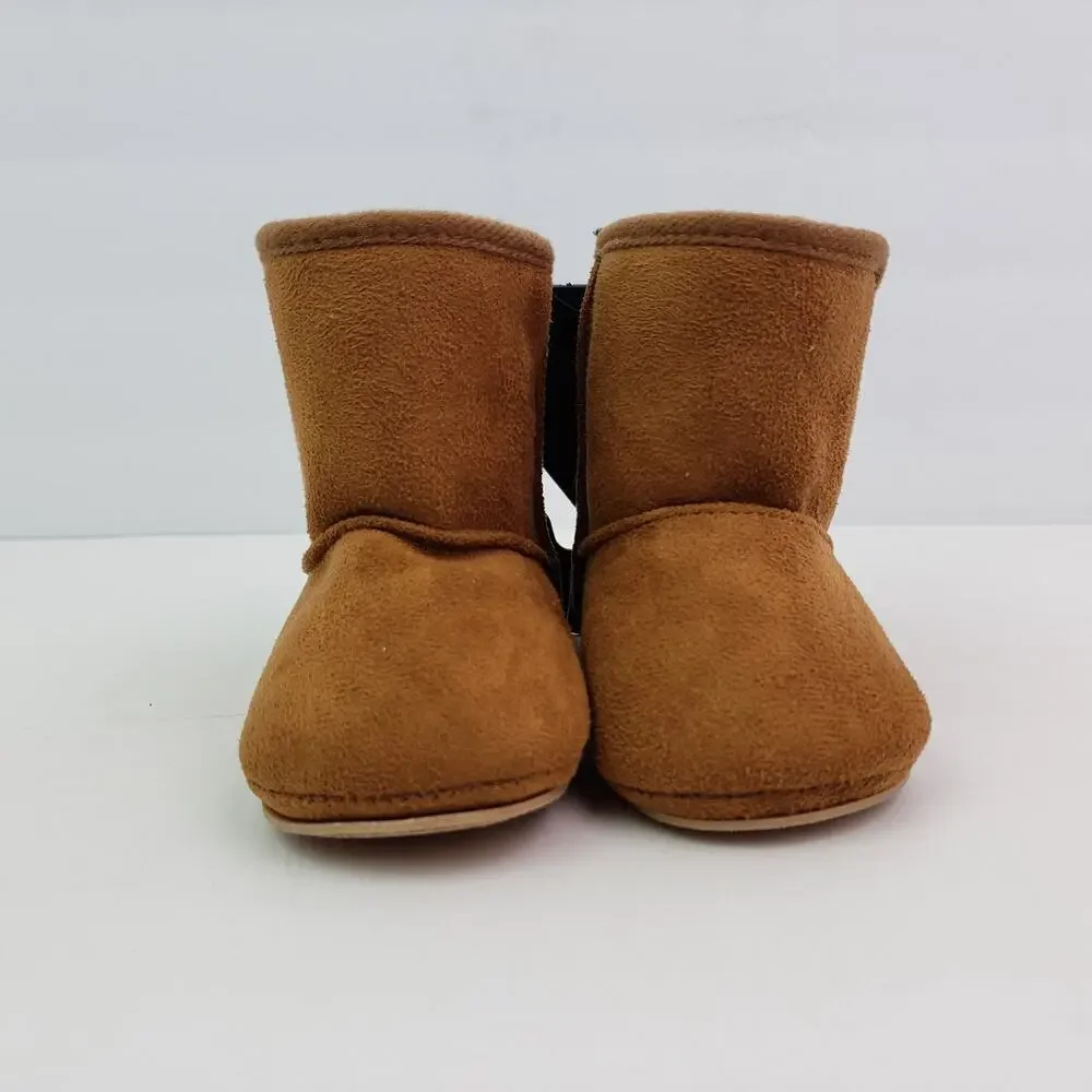 Zac & Evan Infant Baby Size 2 3-6 Months Brown Suede Slipper Boots